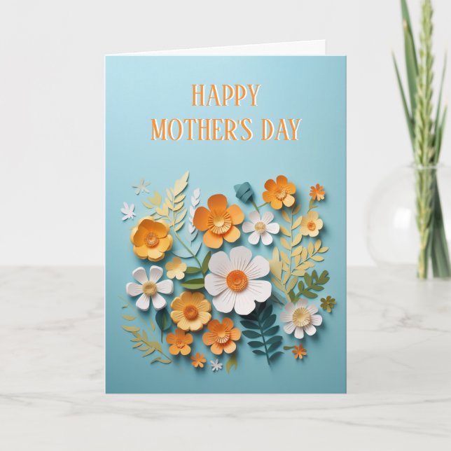 Carte Happy Mothers Day Papier Fleur Jaune Design (Devant)
