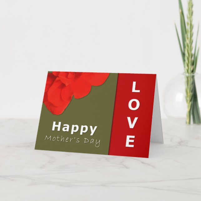 Carte Happy Mother's Day Red Geranium Flower (Devant)
