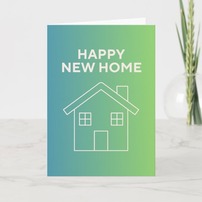 Carte Happy New Home with Green Gradient Background (Devant)