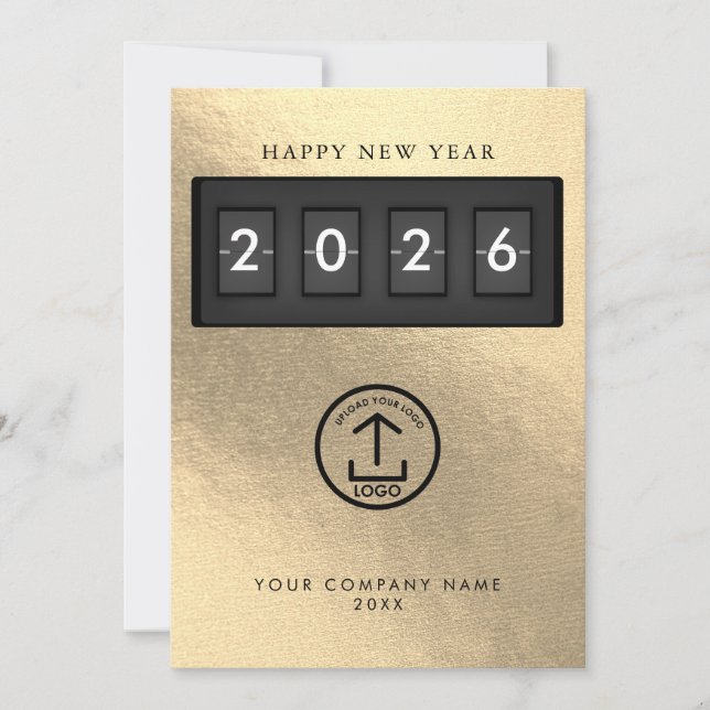 Carte Happy New Year Corporate Business Logo Gold (Devant)