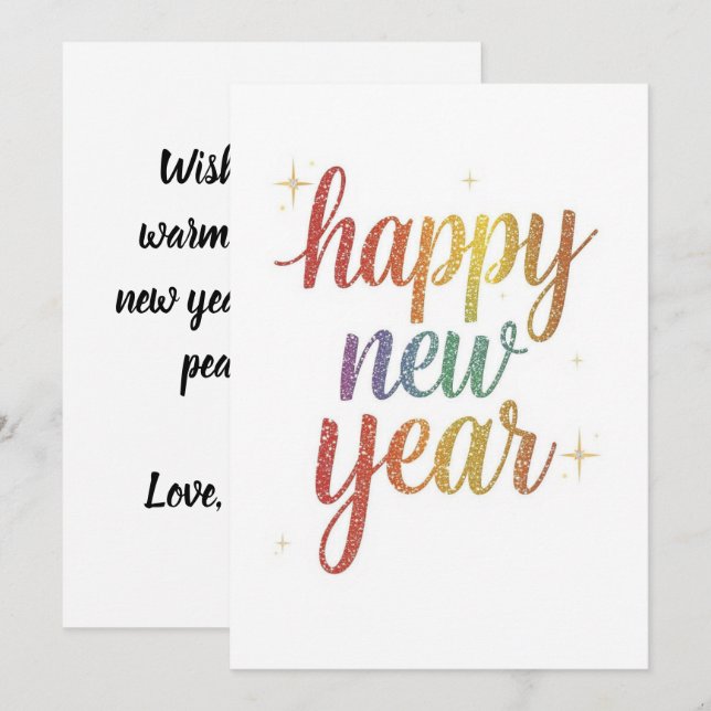Carte Happy new year holiday elegant Flat Card (Devant / Derrière)