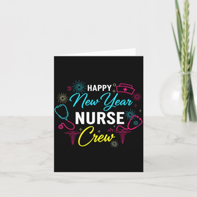 Carte Happy New Year Nurse Shirt, Fireworks Stethoscope  (Devant)