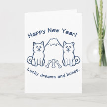 Happy New Year Shiba Inu Mt Fuji Greeting Card