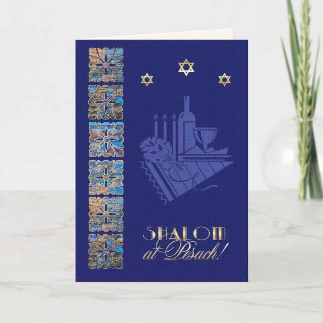 Carte Happy Passover Star of David et Seder Table Icons (Devant)
