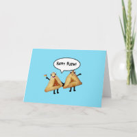 Happy Purim Cute Smiling Hamentaschen Cartoon