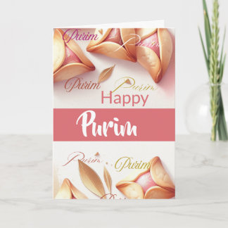 Carte Happy Purim Greeting Card - Hamantaschen Pink 