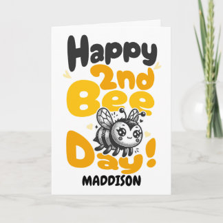 Carte Happy Second Bee Day Birthday Honey Bee