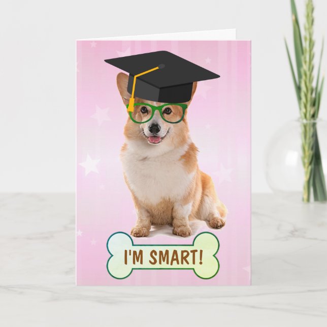 Carte Happy Smart Corgi Graduation (Devant)