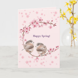 Carte Happy Spring! 桜とかわいいすずめの春のあいさつ♡