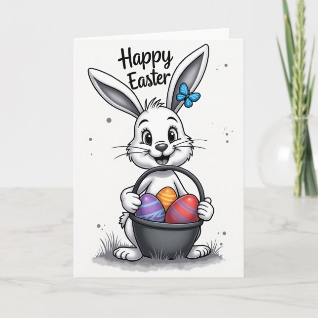 Carte Happy Spring Bunny Egg Card (Devant)