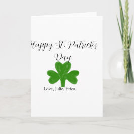 Carte Happy St. Patrick's day green shamrock name
