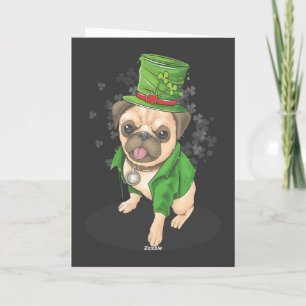 Carte Happy St. Patrick's Day Pug dog greeting card