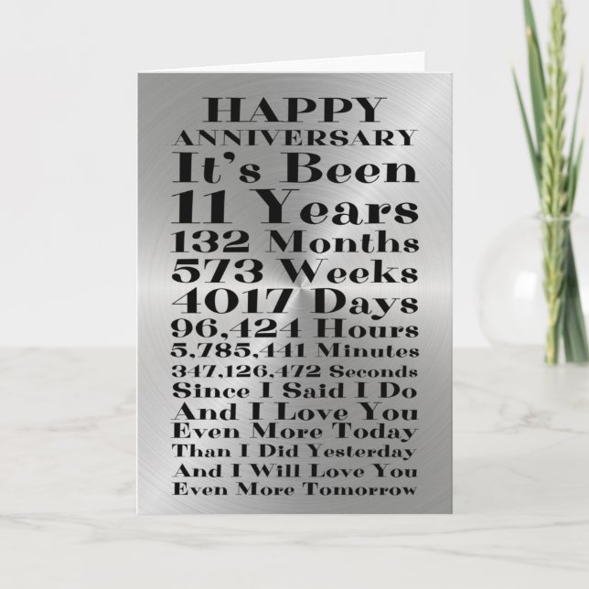 Carte Happy Steel 11e anniversaire de Mariage (Devant)