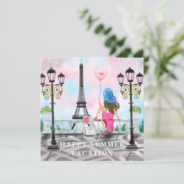 Carte Happy Summer Vacation - I Love Paris - Beautiful (Debout devant)