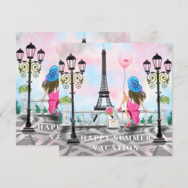 Carte Happy Summer Vacation - I Love Paris - Beautiful (Devant / Derrière)