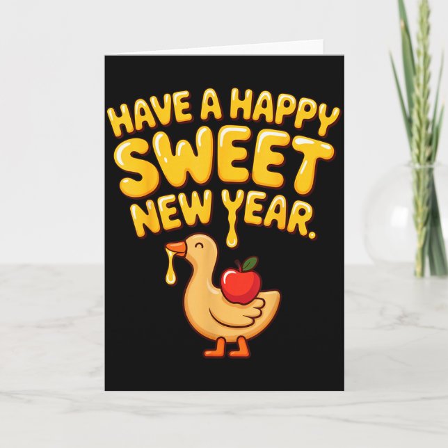 Carte Happy Sweet New Year Goose Cookie Rosh Hashanah  (Devant)