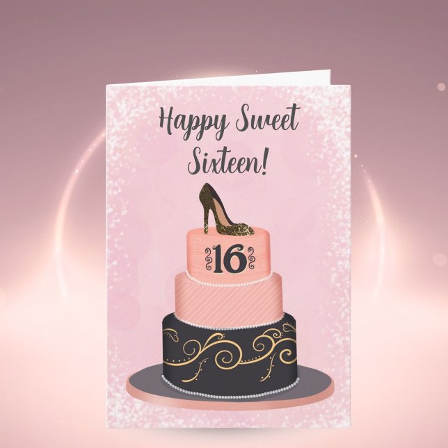 Carte Happy Sweet Sixteen Fashionable Cake (Créateur téléchargé)