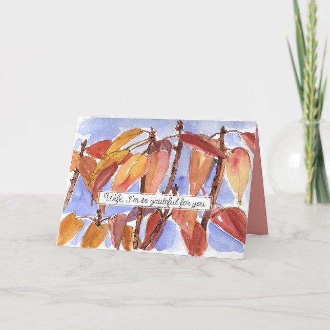 Carte Happy Thanksgiving Wife Grateful For You Fall Tree (Devant)