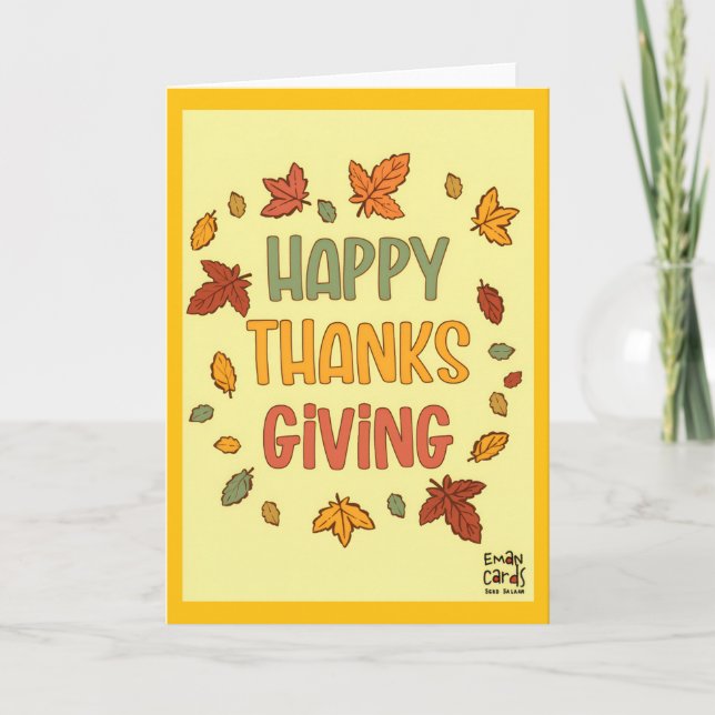 Carte Happy Thanksgiving - Yellow Theme (Devant)