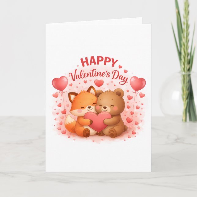 Carte Happy Valentine’s Day Cute Design  (Devant)