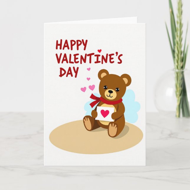 Carte Happy Valentines Bear Heart Card (Devant)
