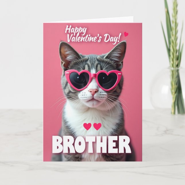 Carte Happy Valentines Day Brother Cat Card (Devant)