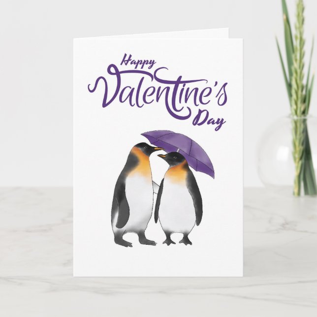 Carte Happy Valentine's Day Cute Penguins (Devant)
