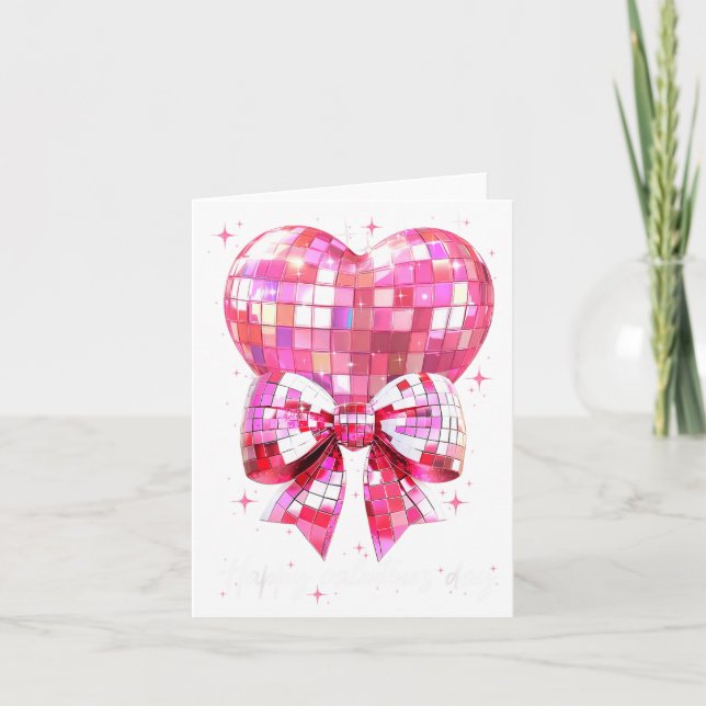 Carte Happy Valentine's Day Funny Coquette Disco Ball He (Devant)