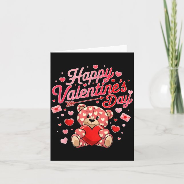 Carte Happy Valentines Day Women Cute Bear Valentine Hea (Devant)