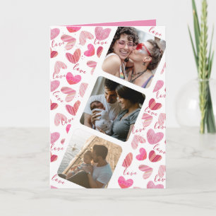 Carte Happy Valentines mignon Coeur rose Collage photo
