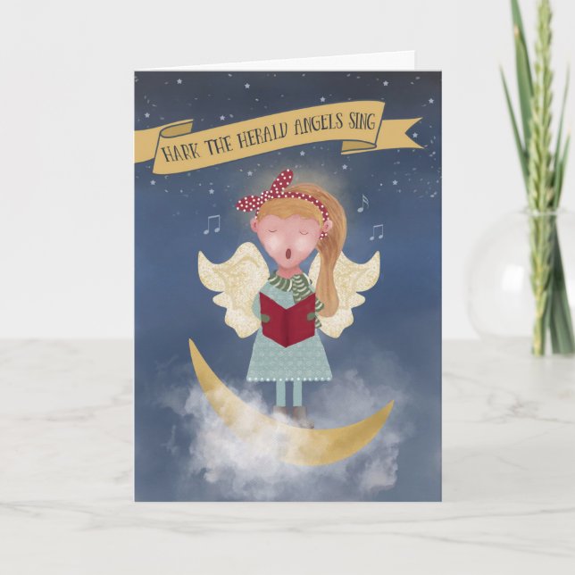 Carte Hark's Herald Angels chanter Christmas Angel (Devant)