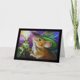 Carte Harriet Halloween sorcière souris grenouille aquar