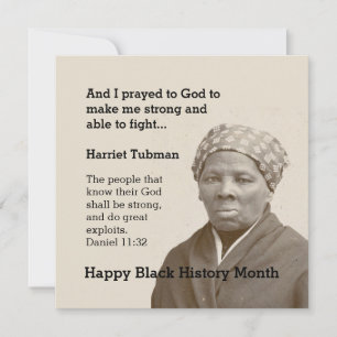 Carte HARRIET TUBMAN Citation Écriture personnalisée Mot