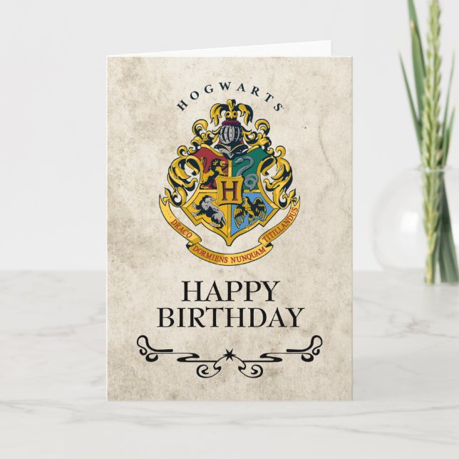 Carte Harry Potter Cimier de Poudlard Joyeux anniversair (Devant)