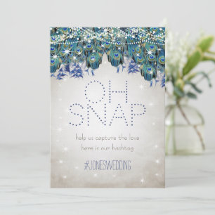 Carte Hashtag Mariage Peacock Blue Silver OH Snap