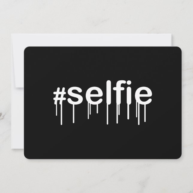Carte Hashtag Selfie Drooling sur Black (Devant)