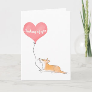 Carte Hattie corgi & ballon pensée pour toi