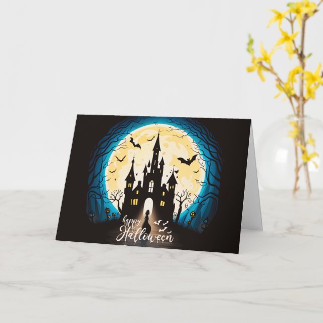 Carte Hauné Château Happy Halloween Déplaisant (Fleur jaune)