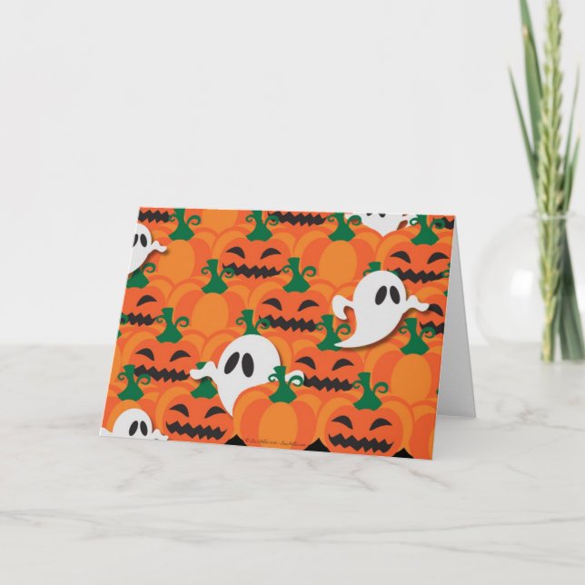 Carte Haunted Halloween Citrouille Patch Ghosts (Devant)