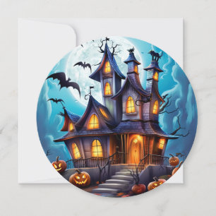 Carte Haunted House Bats Citrouille Halloween