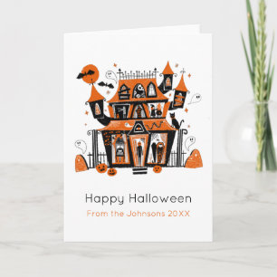 Carte Haunted House Halloween illustré