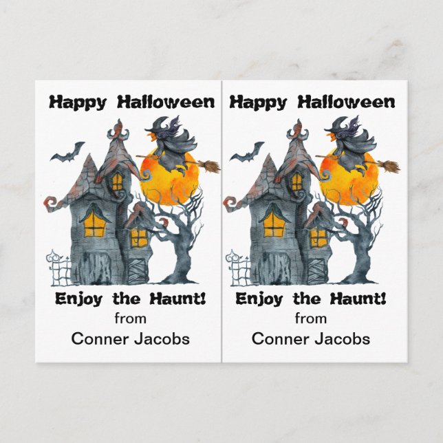 Carte Haunted House Witch School Party Halloween (Devant)