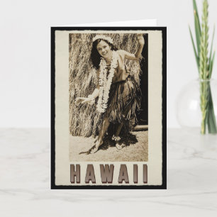 Carte Hawaii Hula Girl Photo Vintage 