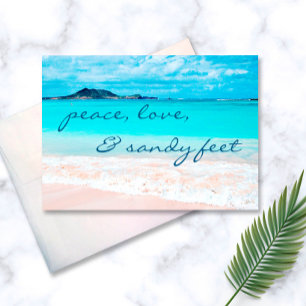Carte Hawaii Tropical Beach Peace Love Sandy Pieds Scrip