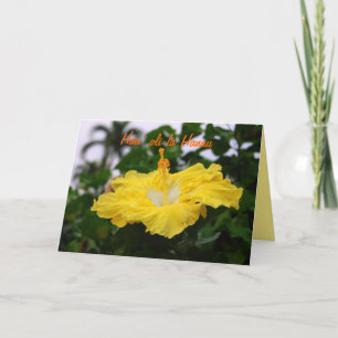 Carte Hawaiian Happy Birthday Deep Yellow Hibiscus Card