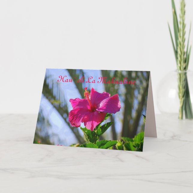 Carte Hawaiian Happy Mother's Day Hot Pink Hibiscus Card (Devant)