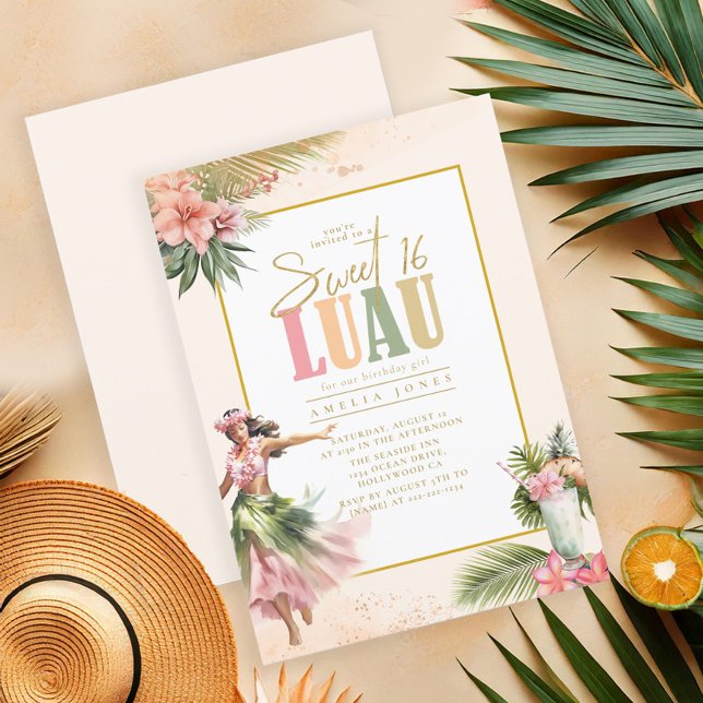 Carte Hawaiian Luau Sweet sixteen ID1092 (Créateur téléchargé)