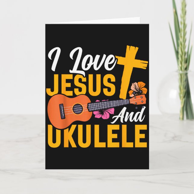 Carte Hawaiian Ukulele Uke Jesus Faith Christian I Love  (Devant)