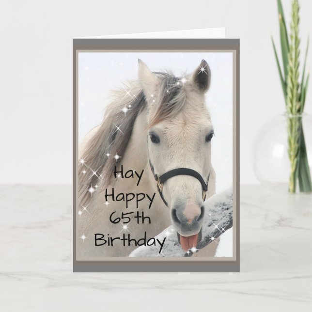 Carte Hay Happy 65e Anniversaire Horse Catching Snowflak (Devant)