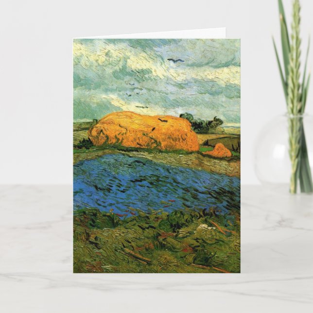 Carte Haystacks Under a Rainy Sky par Vincent van Gogh (Devant)